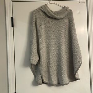 LOFT gray and white mock neck poncho